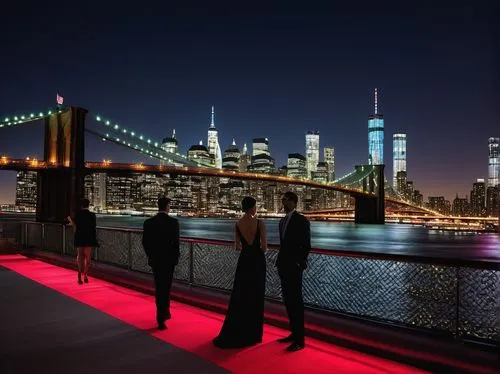 night view of red rose,brooklyn bridge,tribute in lights,tribute in light,lightpainting,gansevoort,photo session at night,harbor bridge,lady in red,manhattan skyline,light paint,satc,man in red dress,tishman,light painting,shulman,newyork,tribeca,manhattan,nyclu,Illustration,Paper based,Paper Based 23