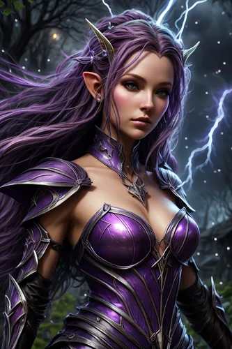 violet head elf,dark elf,monsoon banner,the enchantress,purple,sorceress,massively multiplayer online role-playing game,fae,zodiac sign libra,female warrior,fantasy woman,heroic fantasy,lavendar,wall,