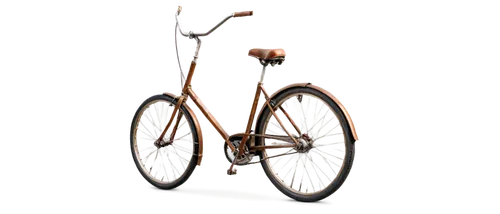 Vintage bicycle, shiny metal frame, brown leather seat, rusty chain, old-fashioned bell, dynamic movement, speeding, morning sunlight, soft focus background, warm color tone, shallow depth of field, c