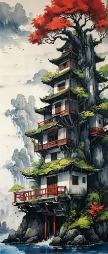 bonsai,the japanese tree,bonsai tree,asian architecture,japanese architecture,japan landscape,ginkaku-ji,tsukemono,japanese art,chinese architecture,kyoto,japanese restaurant,japan,chinese temple,japanese background,tree house,oriental painting,torii,mushroom island,treehouse,Illustration,Japanese style,Japanese Style 10