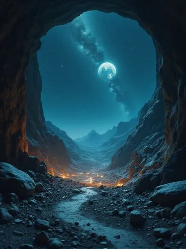 moon valley,valley of the moon,moonscape,lunar landscape,moonlit night,blue cave,Photography,General,Realistic