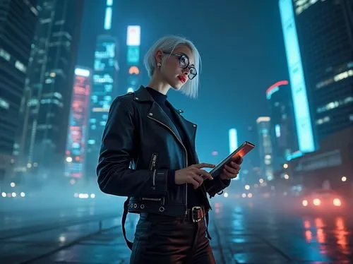 motoko,markus,kaidan,cyberpunk,vergil,dmc,hauer,neo,woman holding a smartphone,akira,kaneshiro,cybercity,domino,kamurocho,cyberangels,harnecker,futurepop,protagonist,androids,cyber glasses,Photography,General,Realistic