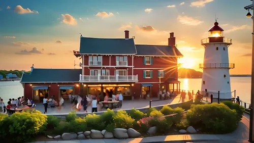 mackinac island,thimble islands,murano lighthouse,seaside resort,tokyo disneysea,ellis island,red lighthouse,warnemünde,federsee pier,bar harbor,popeye village,hanseatic city,electric lighthouse,provi