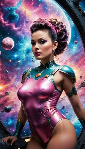 fantasy woman,symetra,bodypaint,world digital painting,andromeda,fantasy portrait,fantasy art,sci fiction illustration,latex clothing,fantasy picture,bodypainting,3d fantasy,nebula guardian,cosmos,nebula,sci fi,latex,sky rose,scifi,nebula 3,Illustration,Japanese style,Japanese Style 05