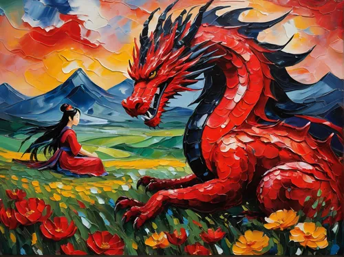 painted dragon,khokhloma painting,goji,dragon fire,dragon of earth,dragon,dragons,dragon bridge,dragon li,chinese dragon,fire breathing dragon,oil on canvas,oil painting on canvas,albania,oil painting,capricorn mother and child,novruz,kyrgyzstan som,qinghai,painting technique,Art,Artistic Painting,Artistic Painting 37