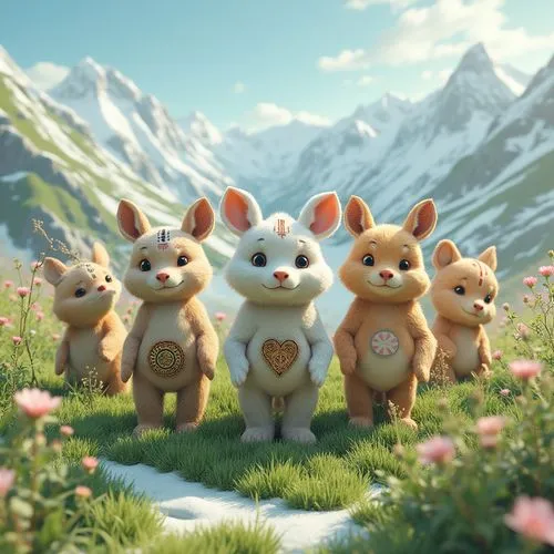 rabbit family,eevee,rabbits,kawaii animals,cute animals,disneynature,Unique,3D,3D Character