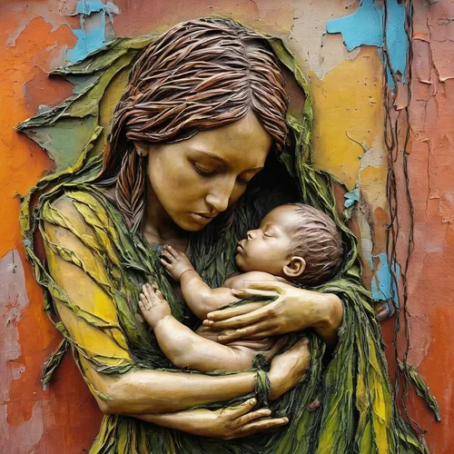 jesus in the arms of mary,mother earth statue,mother and child,pietà,mother with child,mother-to-child,holy family,capricorn mother and child,little girl and mother,street art,mother earth,mural,mother kiss,streetart,christ child,motherhood,pregnant statue,mother teresa,mother and infant,urban art,Conceptual Art,Graffiti Art,Graffiti Art 03