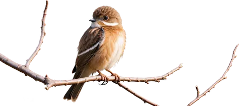 Small bird, perched on branch, white belly, brown back, tiny beak, round eyes, soft feathers, delicate legs, morning sunlight, warm color tone, shallow depth of field, 3/4 composition, cinematic light