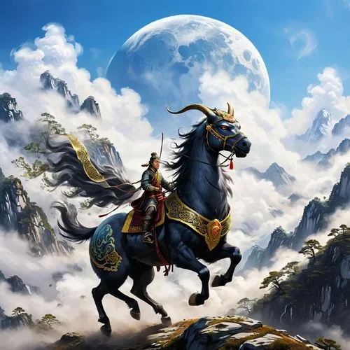 qilin,chatumongol,buraq,black horse,simorgh,yi sun sin,unicorn background,chinggis,qimin,nighthorse,fantasy picture,khenin,shennong,rohirrim,ghadeer,cheval,zhuan,inner mongolia,shahnameh,yulong,Conceptual Art,Fantasy,Fantasy 32