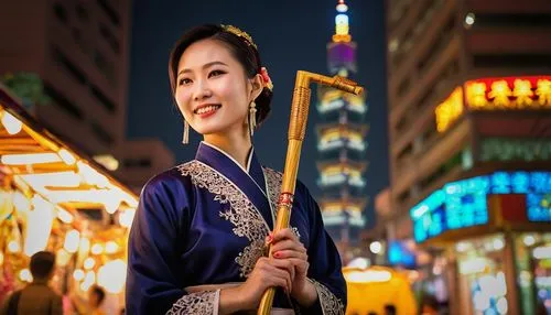 erhu,japanese woman,beautiful girls with katana,geisha,oriental girl,japanese culture,geisha girl,bamboo flute,oriental princess,japan's three great night views,shakuhachi,asian culture,shamisen,asian woman,motsunabe,chopstick,katana,traditional japanese musical instruments,mulan,joss stick,Illustration,Realistic Fantasy,Realistic Fantasy 22