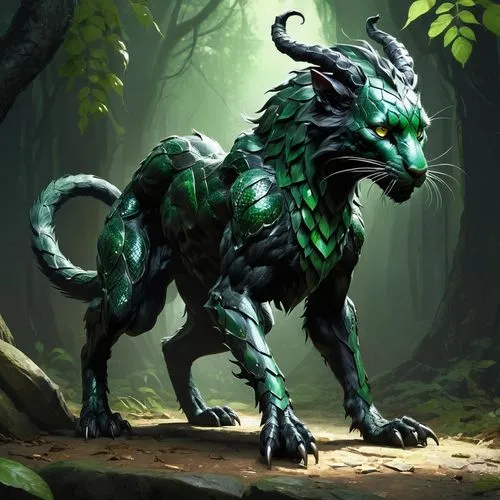 barghuti,forest dragon,barghest,fenrir,fantasy animal,chimera,Conceptual Art,Fantasy,Fantasy 12