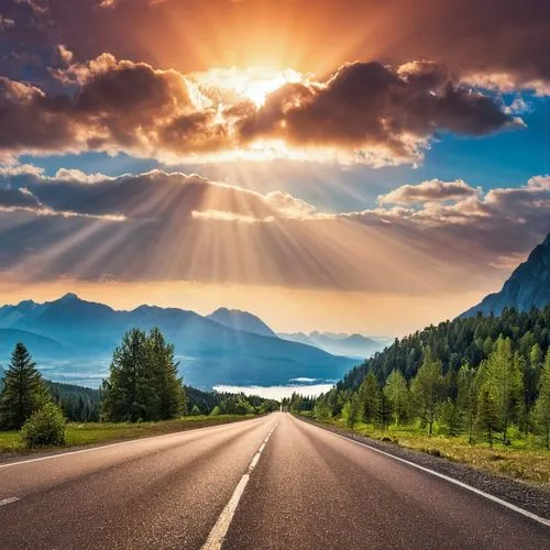 mountain highway,open road,mountain road,god rays,the road,aaa,Photography,General,Realistic