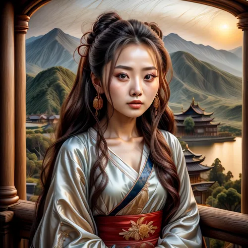 chinese art,oriental princess,yi sun sin,oriental painting,oriental girl,mulan,asian woman,world digital painting,xing yi quan,fantasy portrait,huqin,xiangwei,yunnan,inner mongolian beauty,shuanghuan noble,asia,wuchang,oriental,dongfang meiren,korean culture