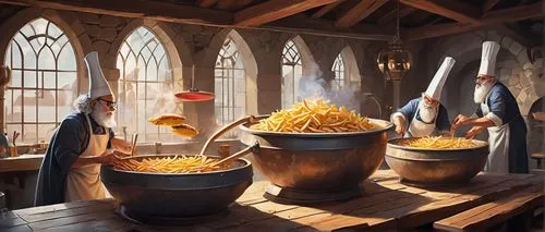 medieval market,soup kitchen,christ feast,holy supper,merchant,pommes dauphine,the production of the beer,church painting,medieval,feast noodles,food icons,dwarf cookin,pentecost,pilgrims,corn kernels,monks,harvest festival,kernels,cart of apples,kettle corn,Conceptual Art,Sci-Fi,Sci-Fi 06