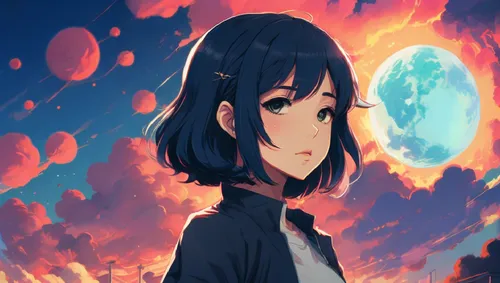 lofi R&B. high quality anime,a woman standing on top of a lush green field,hikari,kunitachi,kanno,nadeshiko,fubuki,himawari,Conceptual Art,Fantasy,Fantasy 02