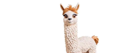 Llama, standing, majestic posture, fluffy fur, white and brown mixed color, long neck, ears perked up, whiskers, bright curious eyes, natural makeup, soft lighting, 3/4 composition, shallow depth of f