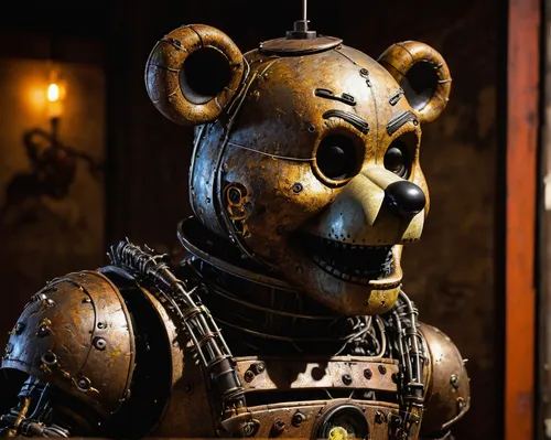 c-3po,iron mask hero,diving helmet,steampunk,scandia bear,tokyo disneysea,anthropomorphic,covid-19 mask,tokyo disneyland,armored animal,anthropomorphized,metal toys,knight armor,steel helmet,bear guardian,blue wooden bee,3d teddy,japan universal studio,aquanaut,scrap sculpture,Art,Classical Oil Painting,Classical Oil Painting 17