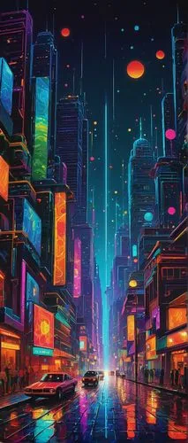 futuristic landscape,colorful city,cityscape,cyberpunk,fantasy city,metropolis,tokyo city,futuristic,city lights,cyberspace,city at night,cities,shanghai,scifi,tokyo,city,80's design,citylights,hong kong,evening city,Art,Artistic Painting,Artistic Painting 31