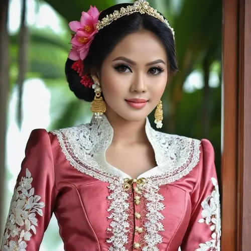 Gadis cantik berkulit putih memakai kebaya indonesia sedang berdiri diatas panggung,kebaya,miss vietnam,kartini,indonesian women,javanese,suciwati,saloma,laotian,phyu,wedding photo viet,vietnamese wom