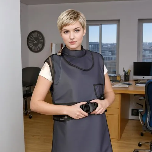 sheath dress,office worker,pencil skirt,female doctor,businesswoman,business woman,wearables,office chair,one-piece garment,secretary,women in technology,bluetooth headset,pixie-bob,blur office background,shoulder pads,menswear for women,academic dress,colorpoint shorthair,office automation,asymmetric cut,Female,Western Europeans,Pixie Cut,Youth adult,L,Confidence,Indoor,Office
