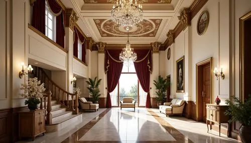 hallway,corridor,entrance hall,corridors,cochere,hotel hall,hallway space,wedding hall,ballroom,royal interior,rosecliff,emirates palace hotel,hall,lobby,3d rendering,sursock,entranceway,entranceways,neoclassical,sapienza