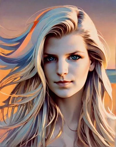 blonde woman,portrait background,beach background,girl on the dune,fantasy portrait,world digital painting,photo painting,blonde girl,mermaid background,custom portrait,blond girl,palomino,fantasy art,cool blonde,woman face,surfer hair,romantic portrait,art painting,zodiac sign libra,horoscope libra