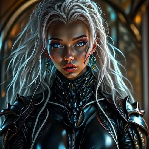 the artwork in this game shows an attractive woman with blue eyes,ciri,shadrake,velika,fantasy portrait,nyx,khatuna