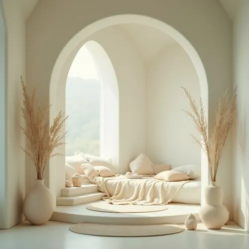 daybed,daybeds,bed in the cornfield,arches,soft furniture,baby bed,alcove,headboards,interior decor,bedchamber,headboard,round arch,beds,linen,vaulted ceiling,semi circle arch,bamboo curtain,sleeping room,interior decoration,interior design,Photography,General,Realistic