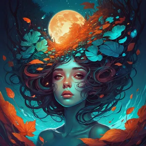 siren,fantasy portrait,persephone,diwata,digital illustration,mystical portrait of a girl,flora,digital painting,naiad,niobe,leota,medusa,sirena,digital art,baoshun,melancholia,lunar,water nymph,world digital painting,kommuna,Conceptual Art,Fantasy,Fantasy 21