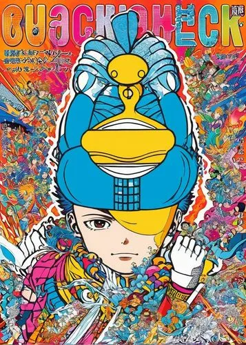 the cover art for an album of anime comics,rockerduck,quacker,quickbird,quackwatch,quacking,ducalcon,Illustration,Japanese style,Japanese Style 04