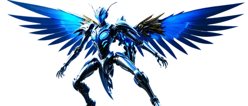 bluefire,morphos,seraphim,rahxephon,cyberangels,garrison,sylph,morphogenetic,seraph,caeruleus,lifeform,insectoid,blue-winged wasteland insect,trishula,darkhawk,cyberrays,argost,archangel,uniphoenix,winged insect,Illustration,Japanese style,Japanese Style 03