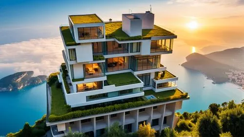 add  balcony, light, ,a house on a cliff overlooking the water,malaparte,positano,portofino,sky apartment,lugano,tigers nest,Photography,General,Realistic