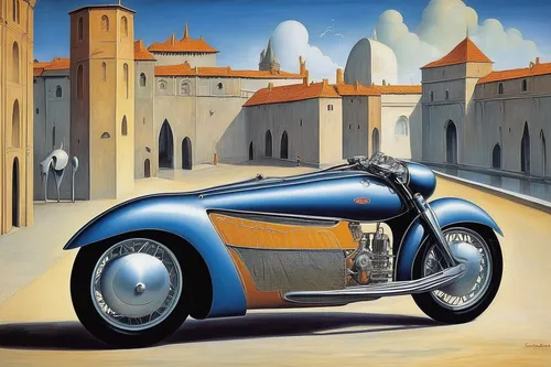 Imagine riding a sleek Bugatti motorcycle through a futuristic cityscape.,bmw 327,bmw 328,bugatti type 57s atalante number 57502,hispano-suiza h6,bugatti type 51,alfa romeo p2,bugatti type 55,austin 7