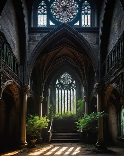 cloister,cloisters,hall of the fallen,labyrinthian,sanctuary,theed,stained glass windows,cathedral,transept,illumination,empty interior,cloistered,hogwarts,stained glass,presbytery,entranceway,inside courtyard,courtyards,dandelion hall,diagon,Conceptual Art,Oil color,Oil Color 12