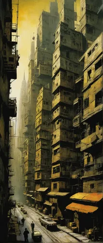 kowloon city,kowloon,post-apocalyptic landscape,destroyed city,hashima,hong kong,post apocalyptic,urbanization,city scape,townscape,high-rises,apartment blocks,compans-cafarelli,post-apocalypse,dystopian,urban landscape,the cairo,high rises,shanghai,city blocks,Illustration,Realistic Fantasy,Realistic Fantasy 29