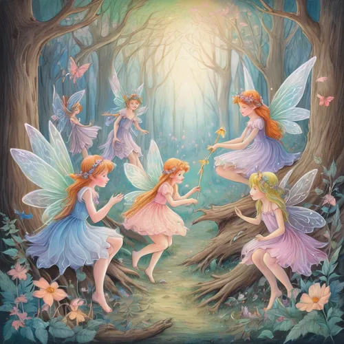 fairies,vintage fairies,fairies aloft,fairy world,fairy forest,children's fairy tale,child fairy,faery,fairy village,faerie,fairy galaxy,fairy,little girl fairy,fae,fairy tale character,fairytale characters,fairy tale,a fairy tale,fairy tales,happy children playing in the forest,Illustration,Realistic Fantasy,Realistic Fantasy 02