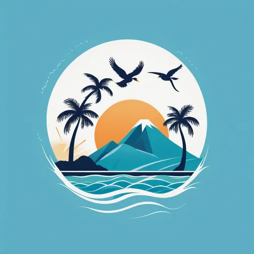 palm tree vector,honolulu,cayo coco,tahiti,acapulco,french polynesia,guam,south seas,polynesia,molokai,tropical sea,ocean paradise,ocean background,varadero,san juan,kauai,lombok,tropical island,safe island,luau,Unique,Design,Logo Design