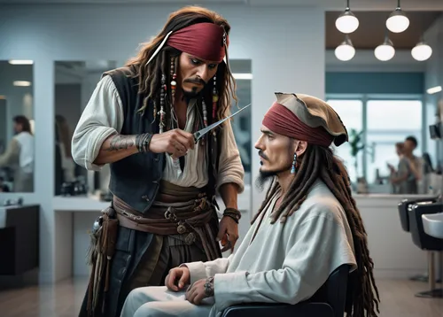 pirate,the long-hair cutter,pirates,hairdressing,pirate treasure,oil cosmetic,hairstylist,hairdresser,east indiaman,barber,applying make-up,ship doctor,hair dresser,beauty treatment,hairdressers,beauty salon,personal grooming,piracy,hairgrip,photoshop manipulation,Photography,Documentary Photography,Documentary Photography 22