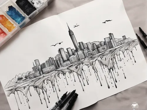 city skyline,cityscape,pencil art,skyline,cities,city scape,city ​​portrait,big city,city cities,chicago skyline,the city,city,destroyed city,skyscrapers,metropolises,new york skyline,sydney skyline,manhattan skyline,skyscraper town,tall buildings,Illustration,Black and White,Black and White 34