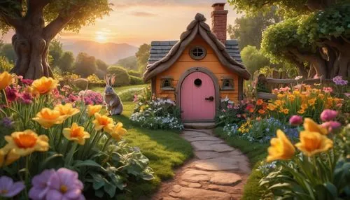 fairy door,cottage garden,fairy house,fairy village,arrietty,home landscape,Photography,General,Cinematic