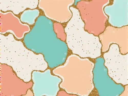 Vibrant color palette, pastel hues, soft peach tones, rich turquoise accents, creamy whites, warm beige backgrounds, bold black outlines, metallic silver highlights, luxurious gold details, subtle tex