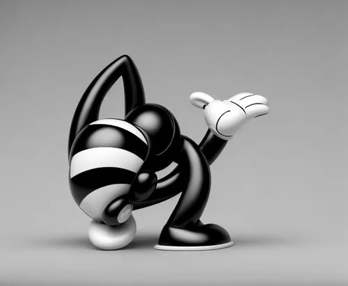 Vinyl toy, black and white, bumble bee, pedestal display,3d figure,abstract cartoon art,3d stickman,metal figure,figurine,scuplture,steel sculpture,3d model,png sculpture,deco bunny,sculpt,decorative 