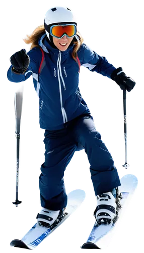 winter sports, snow-capped mountains, dynamic pose, young adult, athletic build, ski goggles, helmet, windbreaker jacket, snow pants, gloves, skis, poles, snowy terrain, frosty air, action shot, fast 