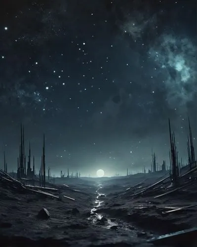 extrasolar,homeworlds,stellaris,delamar,lunar landscape,exoplanet,jablonsky,nightscape,cardassia,gliese,alien planet,ringworld,vallis,primordia,homeworld,exoplanets,alien world,dark world,the night sky,night sky,Conceptual Art,Fantasy,Fantasy 33