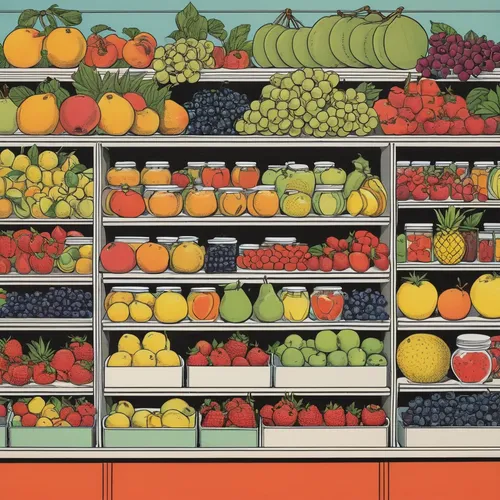 fruit stand,greengrocer,fruit market,fruits and vegetables,fruit stands,grocer,supermarket shelf,crate of fruit,fruit icons,fruit vegetables,fruits icons,supermarket,grocery,fresh fruits,fruit pattern,fruits plants,fresh produce,produce,grocery store,fresh fruit,Illustration,American Style,American Style 15