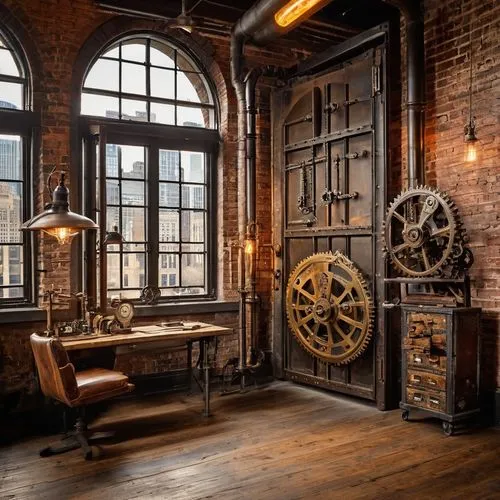 engine room,ship's wheel,the boiler room,brewery boiler,steampunk gears,brewhouse,ships wheel,distillery,waggonfabrik,distilleries,brandy shop,steamworks,victorian room,cog,pumphouse,dictionarium,clockmakers,clockworks,victorian kitchen,potter's wheel,Illustration,Realistic Fantasy,Realistic Fantasy 13