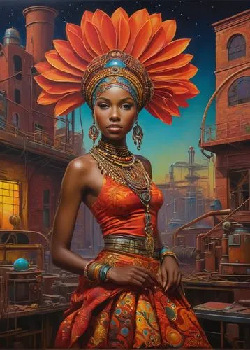 kemet,african art,oshun,afrofuturism,african woman,african american woman,Illustration,Abstract Fantasy,Abstract Fantasy 09