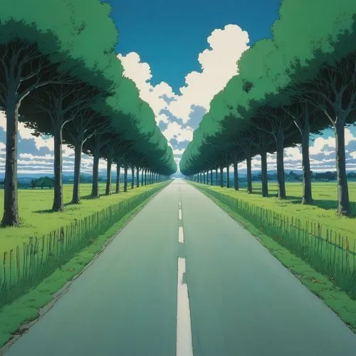 forest road,cloudstreet,road,tree-lined avenue,crossroad,open road,Illustration,Japanese style,Japanese Style 14