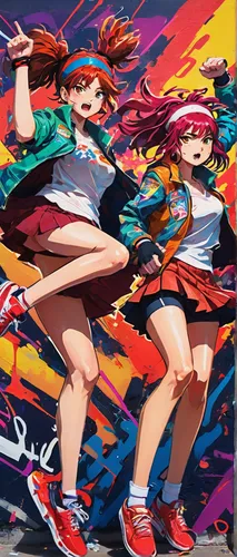 playmat,anime japanese clothing,artistic roller skating,hiyayakko,two girls,street sports,skaters,play street,graffiti art,slide canvas,street chalk,groove 33025,party banner,synchronized skating,anime 3d,racing road,wing ozone rush 5,sewing pattern girls,cd cover,love live,Conceptual Art,Oil color,Oil Color 20