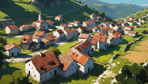 alpine village,escher village,mountain village,medieval town,butka,knight village,transylvania,mountain settlement,villages,zechstein,bernese highlands,rattay,aurora village,yezhel,uzak,sylvania,heim,setesdal,transilvania,burg,Conceptual Art,Fantasy,Fantasy 06